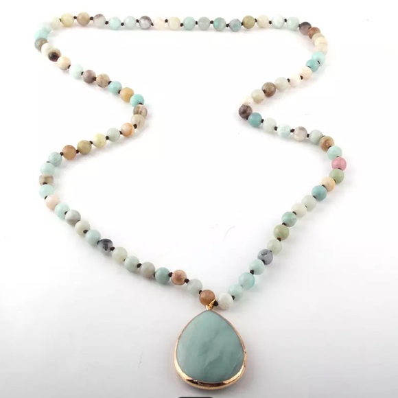 Jewelry - NEW Genuine Amazonite Pendant beaded necklace